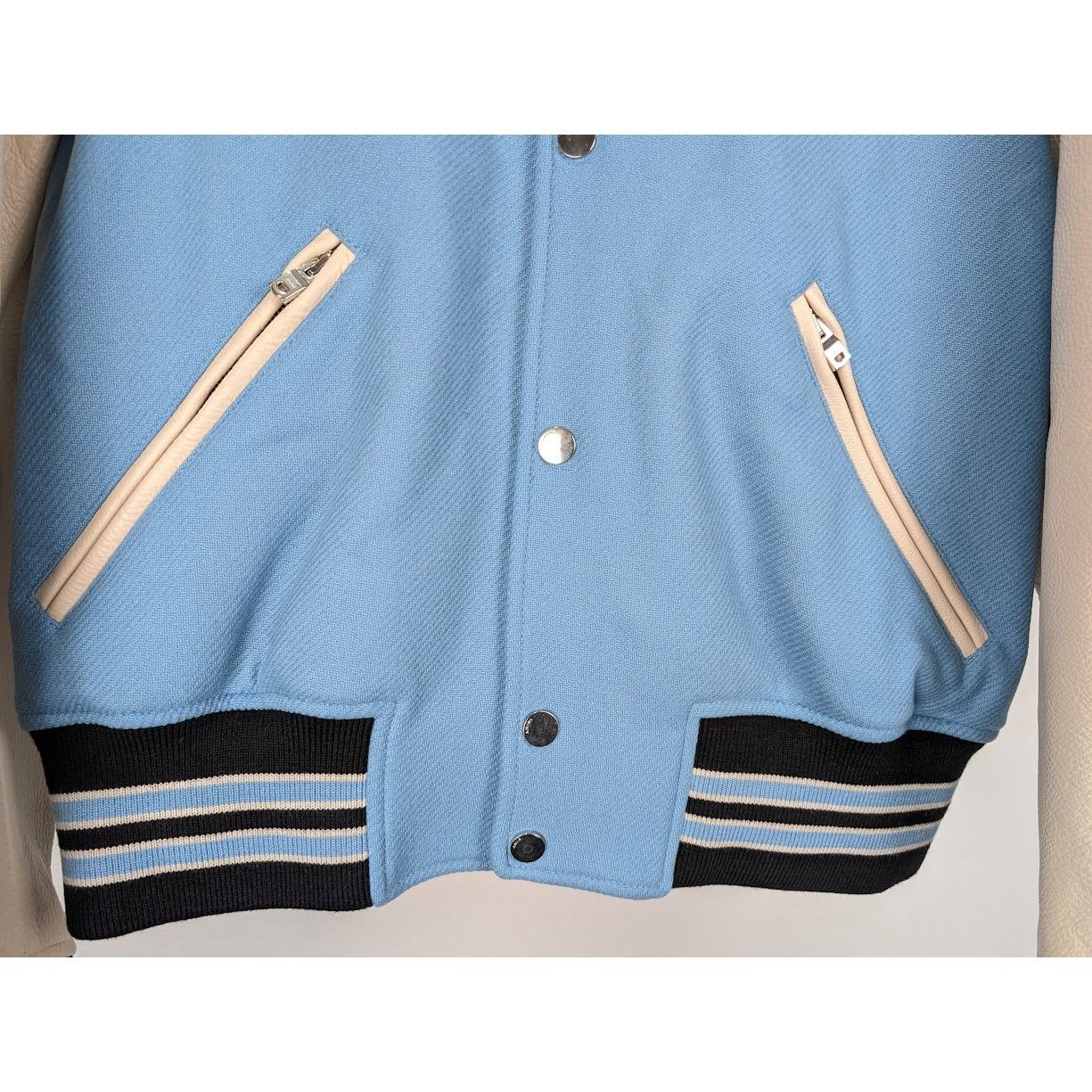 Amiri o1rshd1 Oversized Stars Varsity Jacket in Air Blue Size US L / EU 52-54 / 3 - 10 Thumbnail