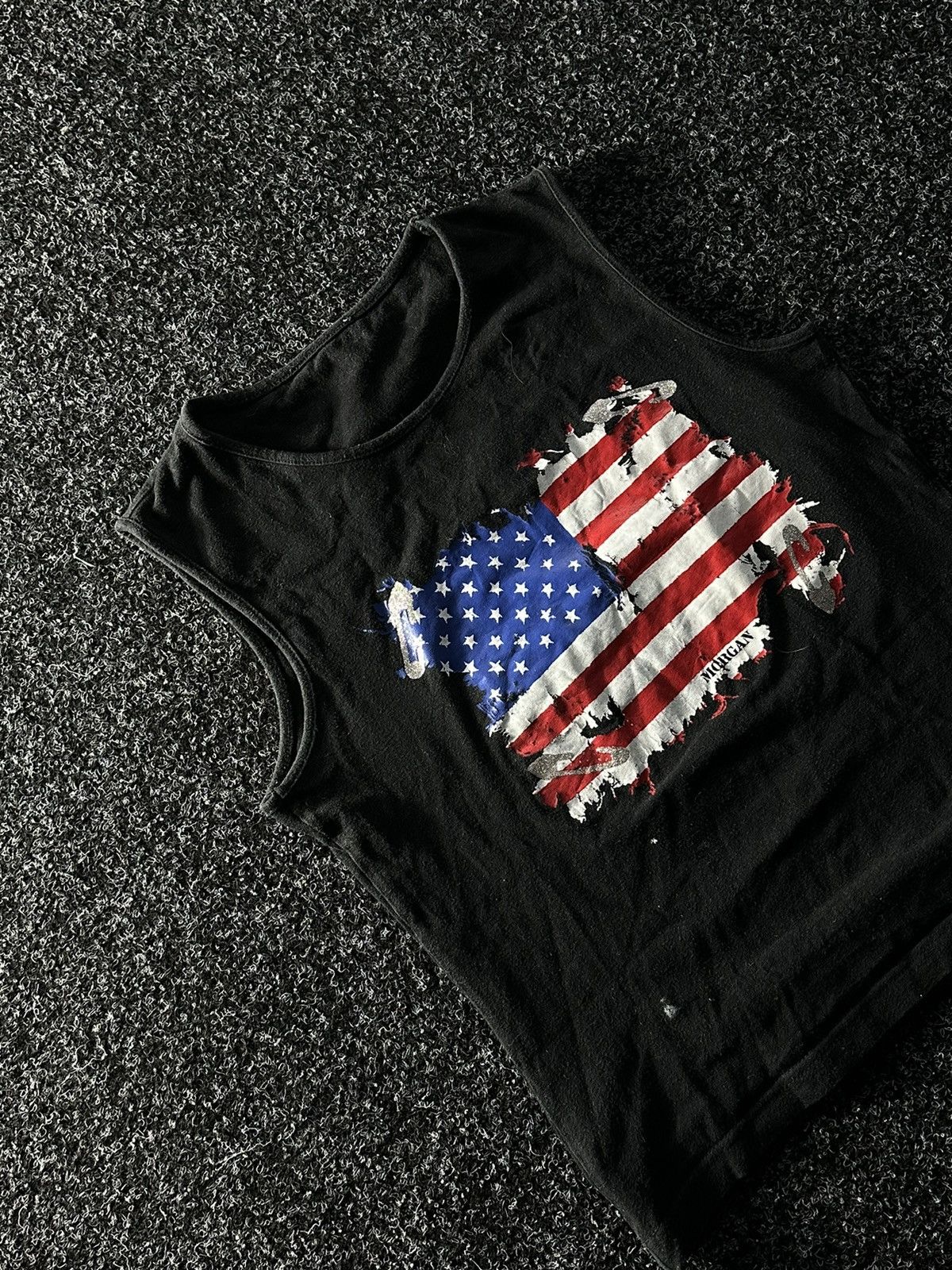 Vintage ❗️90s USA American Flag Scroll Logo Tank Top Black big logo Size M / US 6-8 / IT 42-44 - 2 Thumbnail