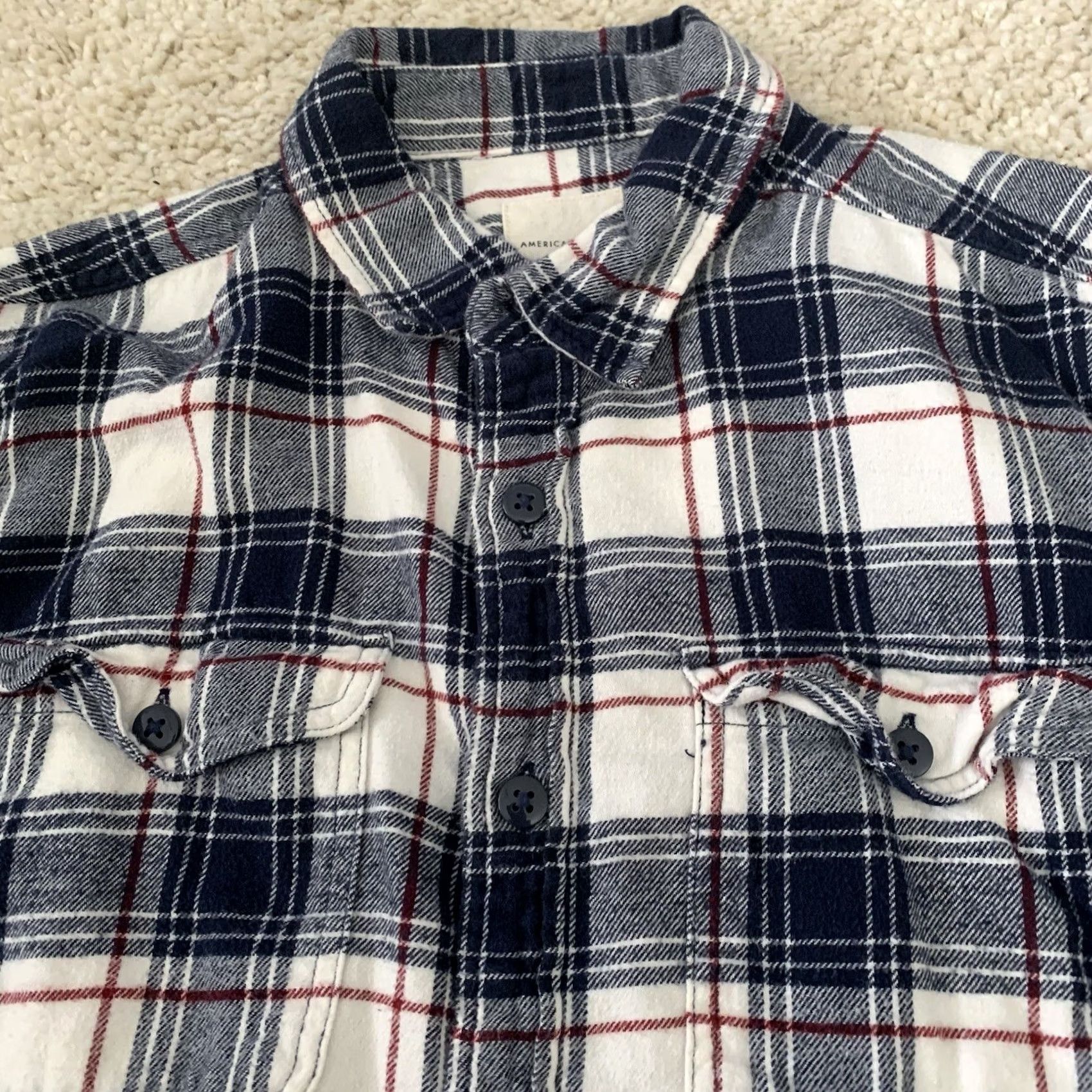 American Eagle Outfitters American Eagle Outfitters Flannel Shirt Mens Large Blue Plaid Classic Fit Size US L / EU 52-54 / 3 - 3 Thumbnail