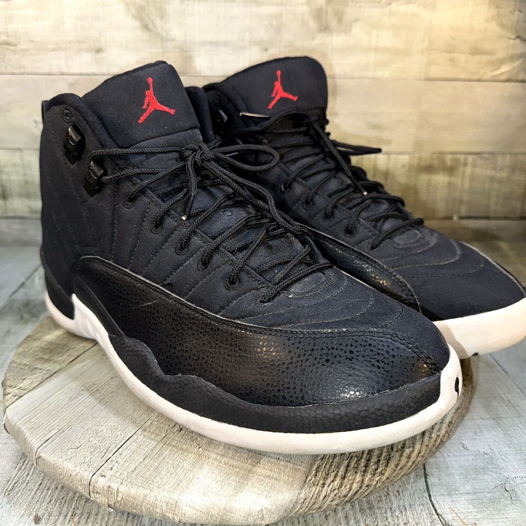 Jordan Brand US Men’s 11.5 Nike Air Jordan 12 Retro Nylon Leather Waterproof Neoprene Sneaker Black Size US 12 / EU 45 - 2 Thumbnail