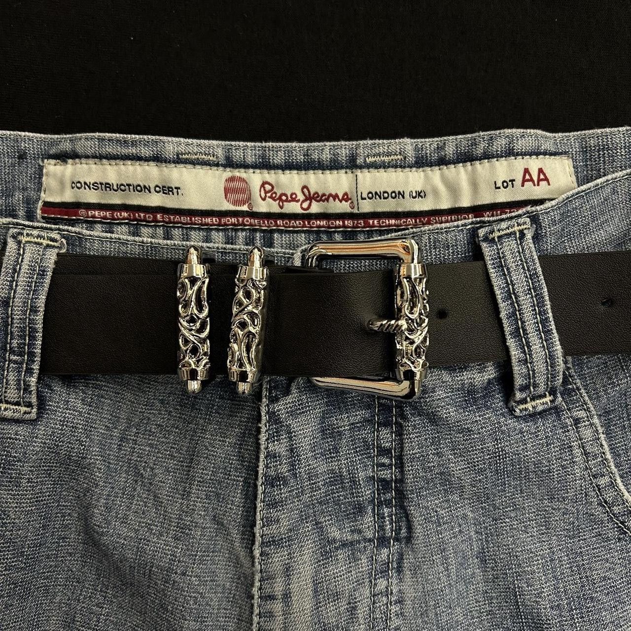 Japanese Brand × Vintage Y2K 2000s Silver Cross Hip Hop Skater Black Roller Belt Size ONE SIZE - 1 Thumbnail
