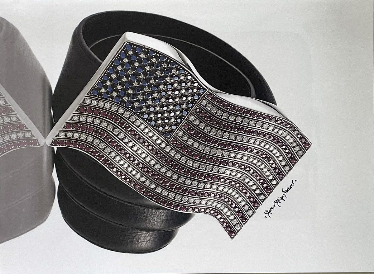 Chrome Hearts × Vintage Chrome Hearts America flag belt buckle Poster framed 9x11 Size ONE SIZE - 2 Thumbnail