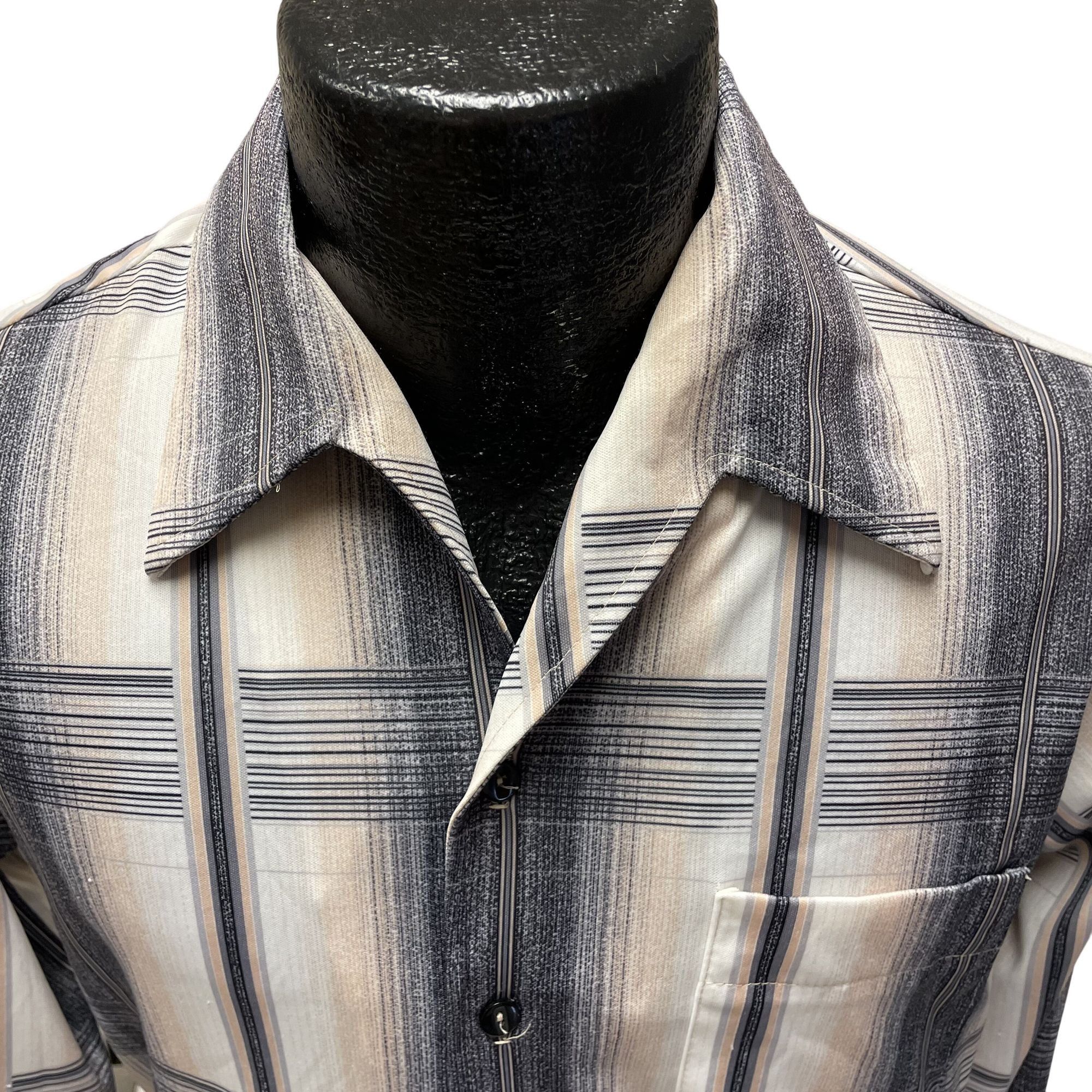 Other Vtg Joel SHADOW PLAID Butterfly Collar Mod Disco Shirt Size US M / EU 48-50 / 2 - 2 Thumbnail