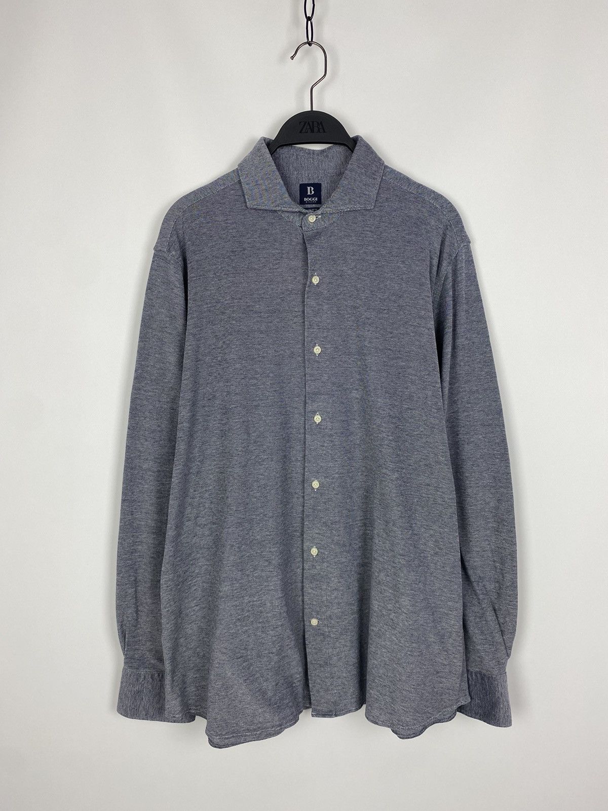 Boggi Boggi Milano Regular Fit Pique Cotton Shirt Size US XL / EU 56 / 4 - 1 Thumbnail