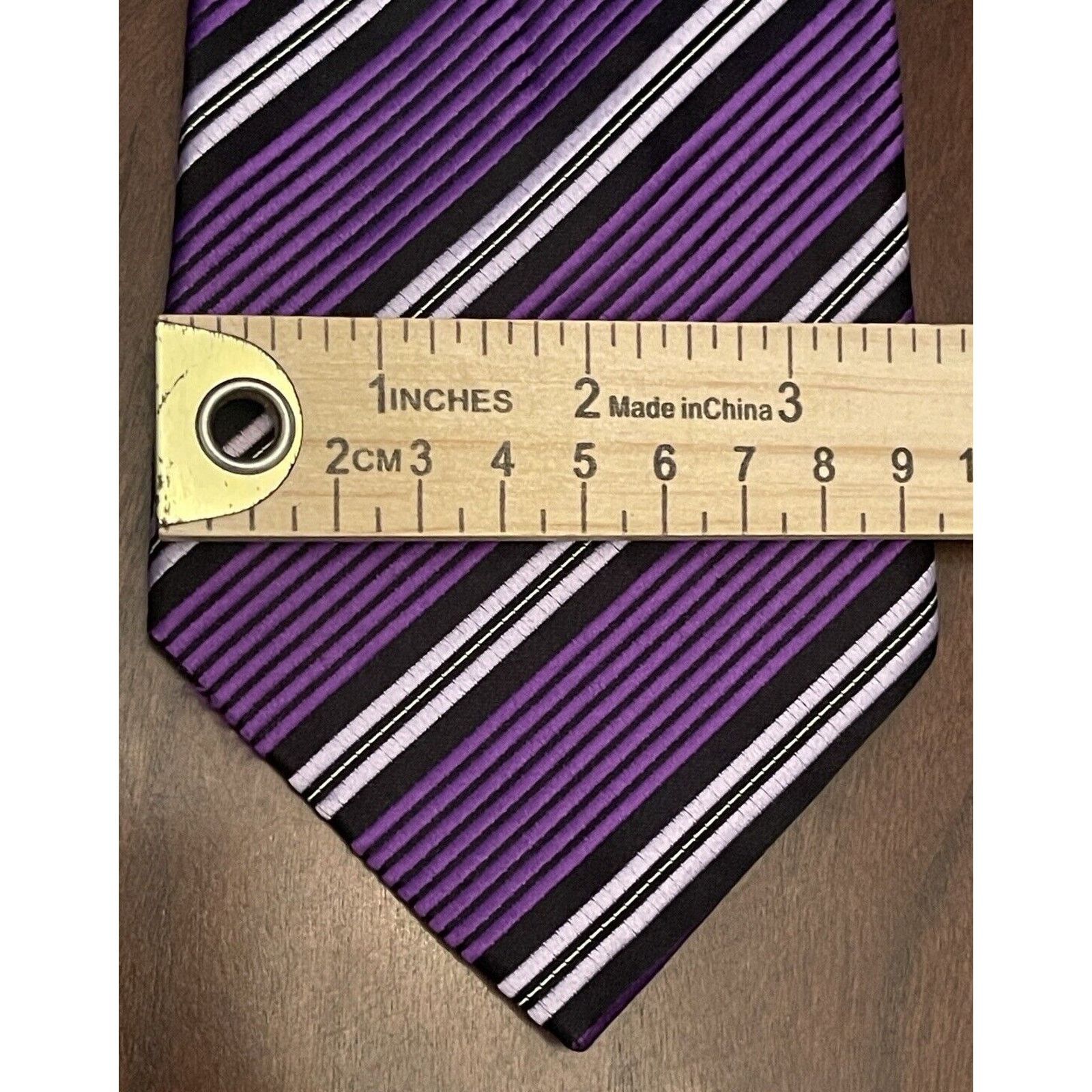 Calvin Klein Calvin Klein Purple Black 100% Silk Made In China Size ONE SIZE - 4 Thumbnail
