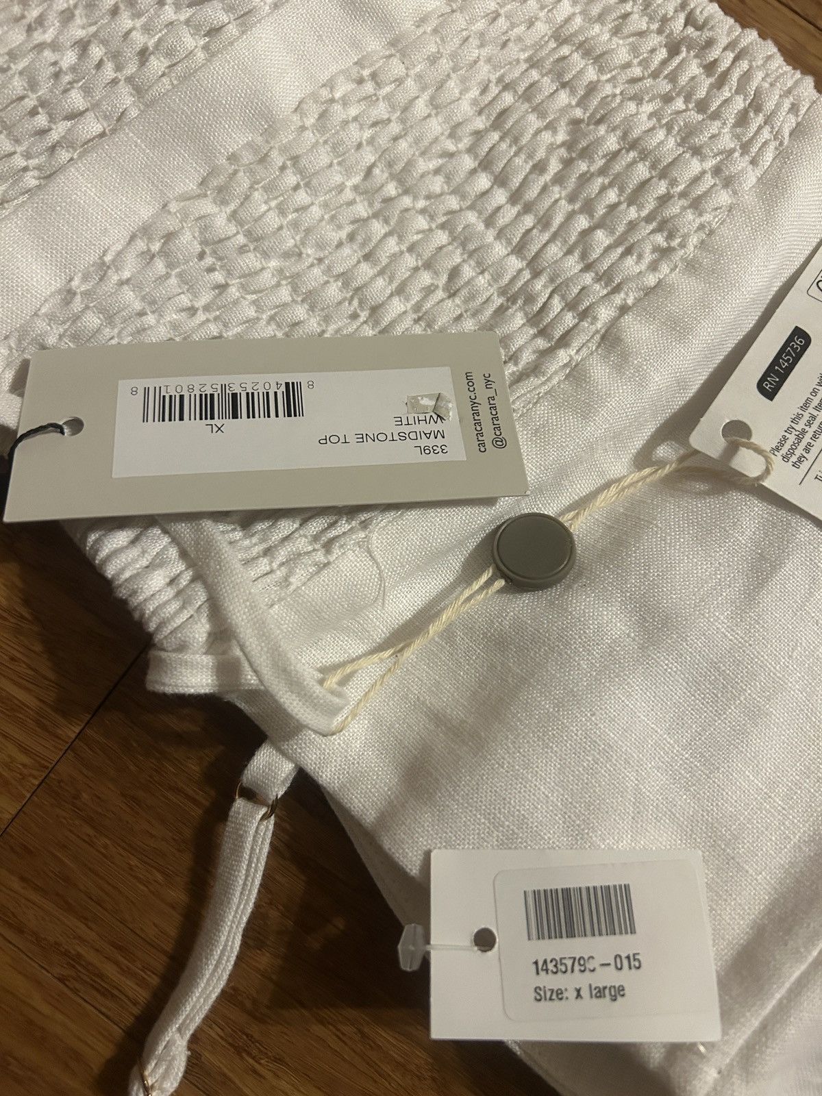 Other CARA CARA Maidstone cropped shirred 100% linen top Size XL / US 12-14 / IT 48-50 - 8 Thumbnail