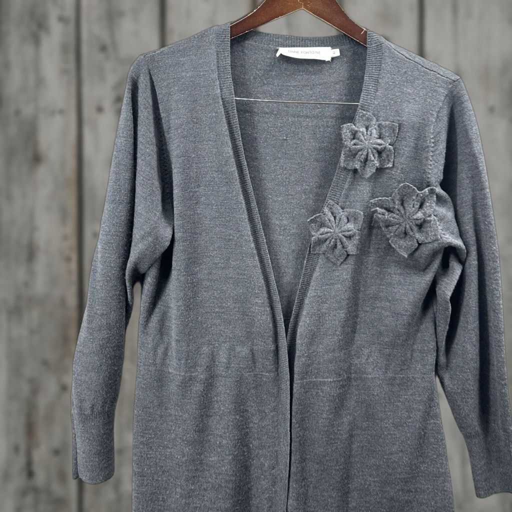 ANNE FONTAINE Anne Fontaine Sweater Cardigan Women gray Wool V-Neck Long Sleeve Luxury 42 Size S Regular Size S / US 4 / IT 40 - 1 Preview