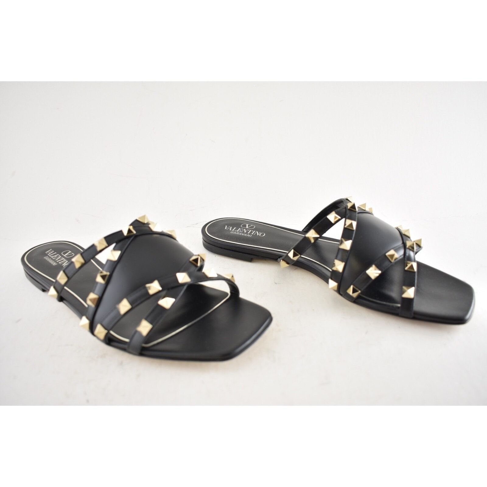 Valentino Valentino Rockstud Crisscross Strap Leather Black Slip On Size US 10 / IT 40 - 6 Thumbnail
