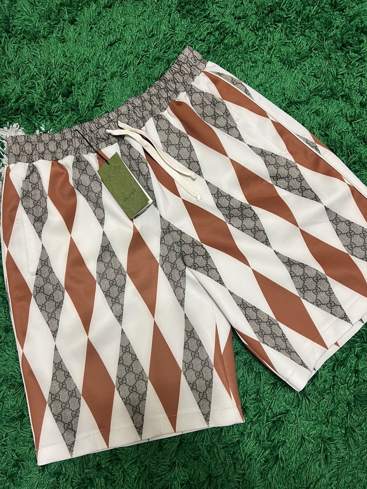 image of Gucci Argyle Shorts in Brown, Men's (Size 36)