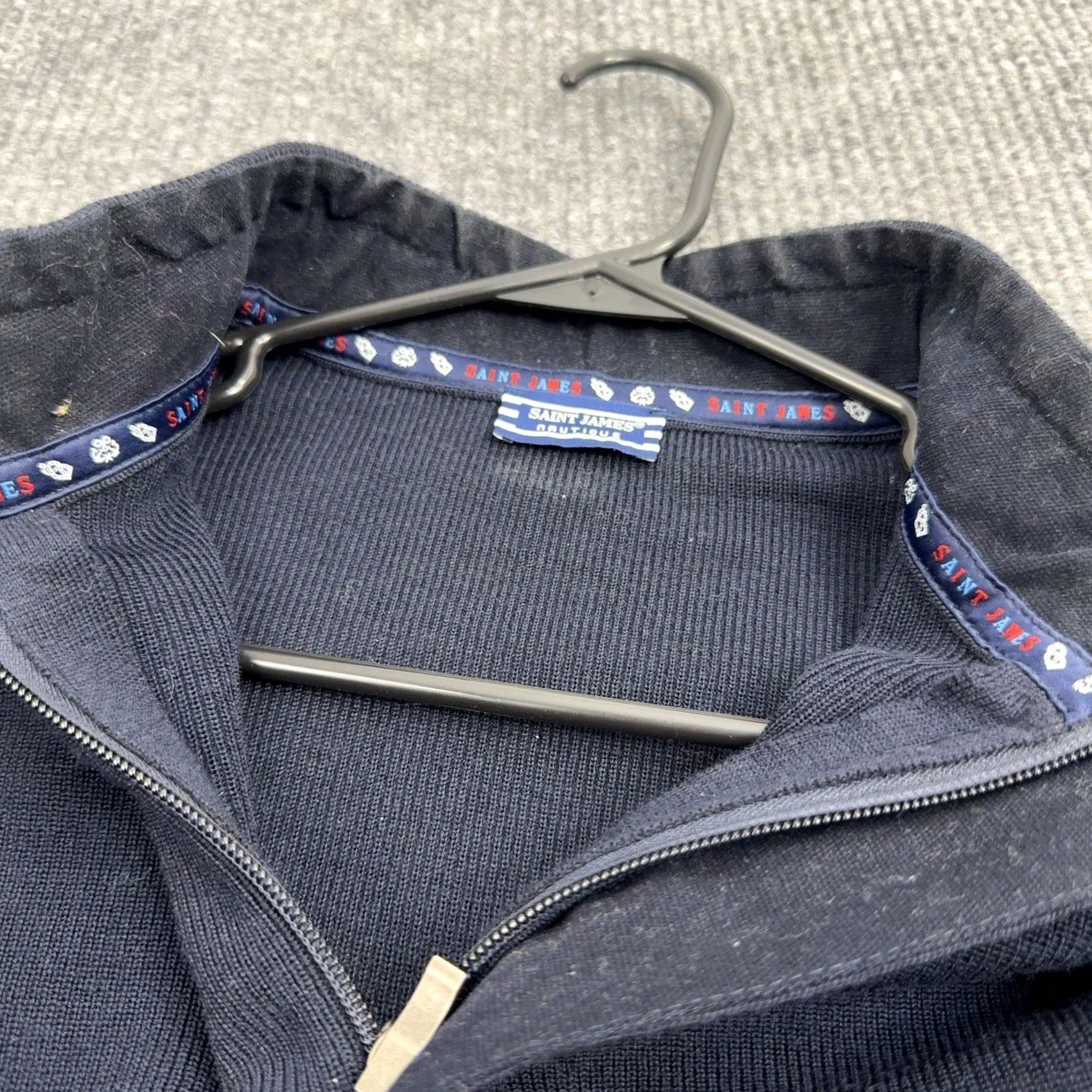Saint James Saint James Sweater Mens M Navy Blue Merino Wool Quarter Zip Mock Neck French Pullover Size US M / EU 48-50 / 2 - 4 Thumbnail