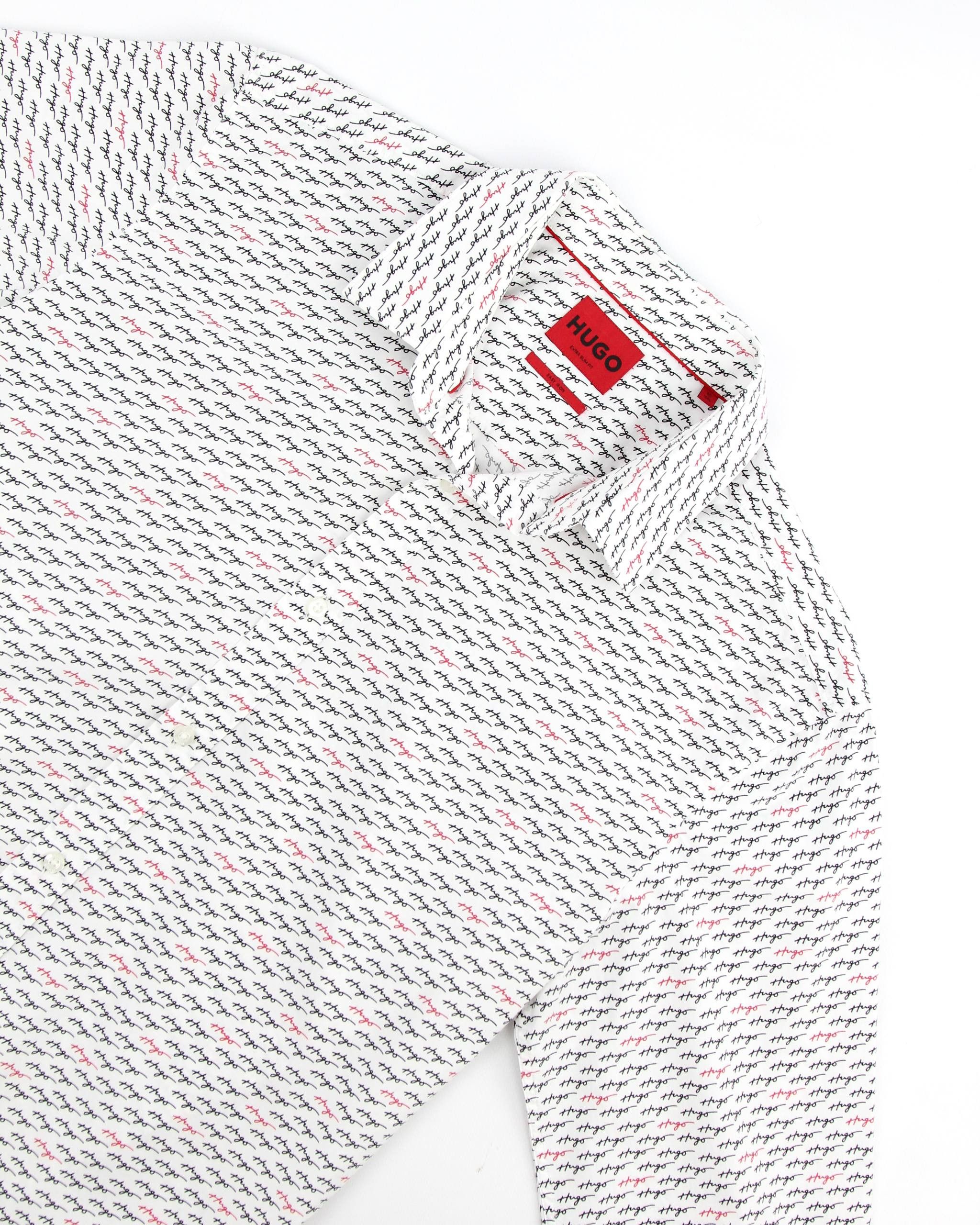 Hugo Boss HUGO BOSS White printed shirt Size US L / EU 52-54 / 3 - 7 Thumbnail