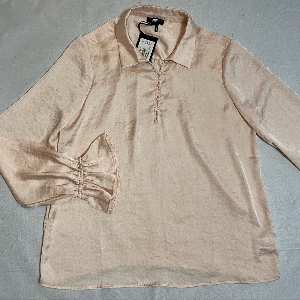 Paige NWT New $179 Paige Resa Satin Pale Pink Blouse Size L Size L / US 10 / IT 46 - 8 Thumbnail