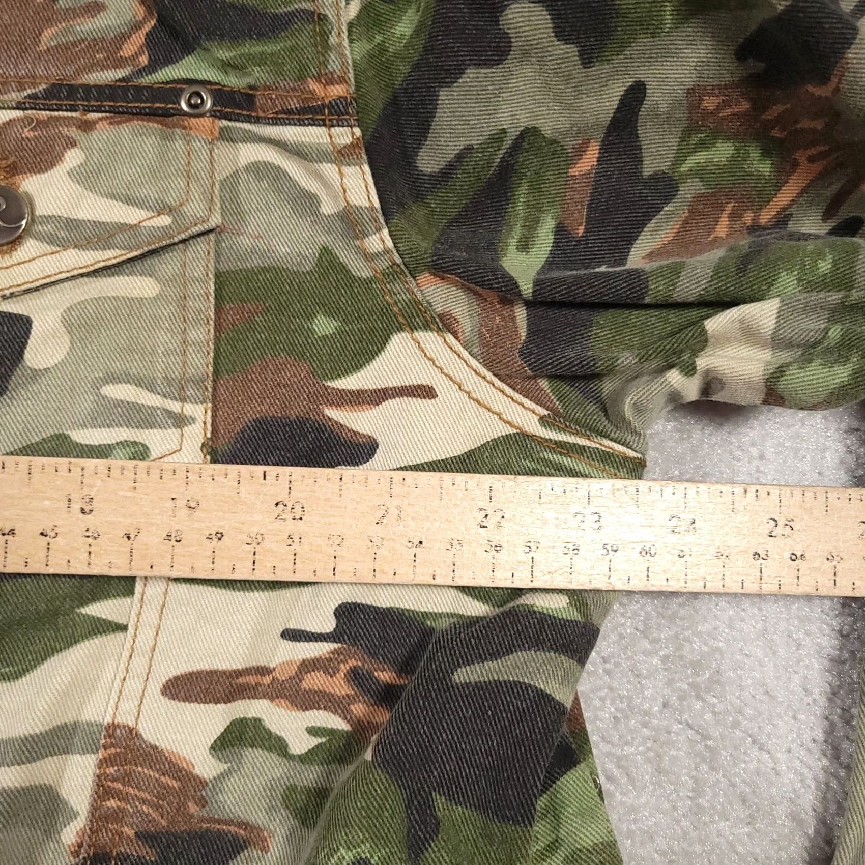 Vintage Roman's Jacket Women's 16W Green Denim Camouflage Button Up Outdoors Pockets Jacket Size XXL / US 16-18 / IT 52-54 - 7 Thumbnail