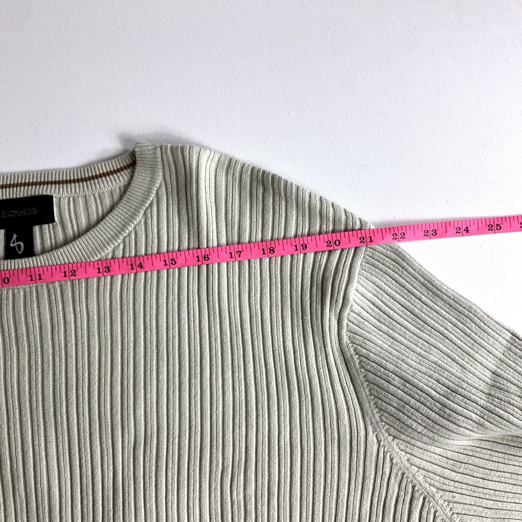 Express Express Rib Knit Sweater Shirt Women XL Beige Long Sleeve R87 Size XL / US 12-14 / IT 48-50 - 5 Thumbnail