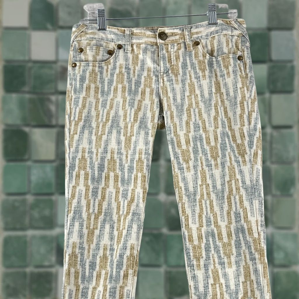 Free People Free People Ikat Print Skinny Jeans Womens 26 Ivory Bohemian Festival Denim Jeans Menus Size 26" / US 2 / IT 38 - 1 Thumbnail