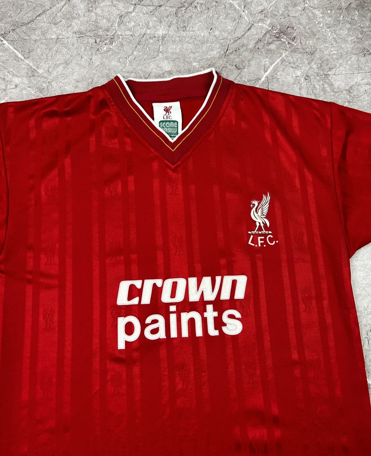Vintage Score Draw Liverpool Jersey Camiseta Soccer 1985 1986 Home Size US S / EU 44-46 / 1 - 3 Thumbnail
