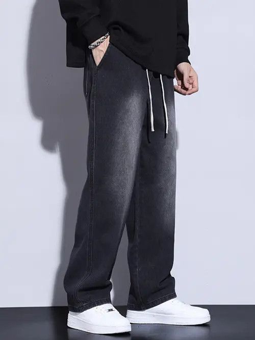 Other Loose-Fit Black Denim Pants with Drawstring Size US 32 / EU 48 - 3 Thumbnail