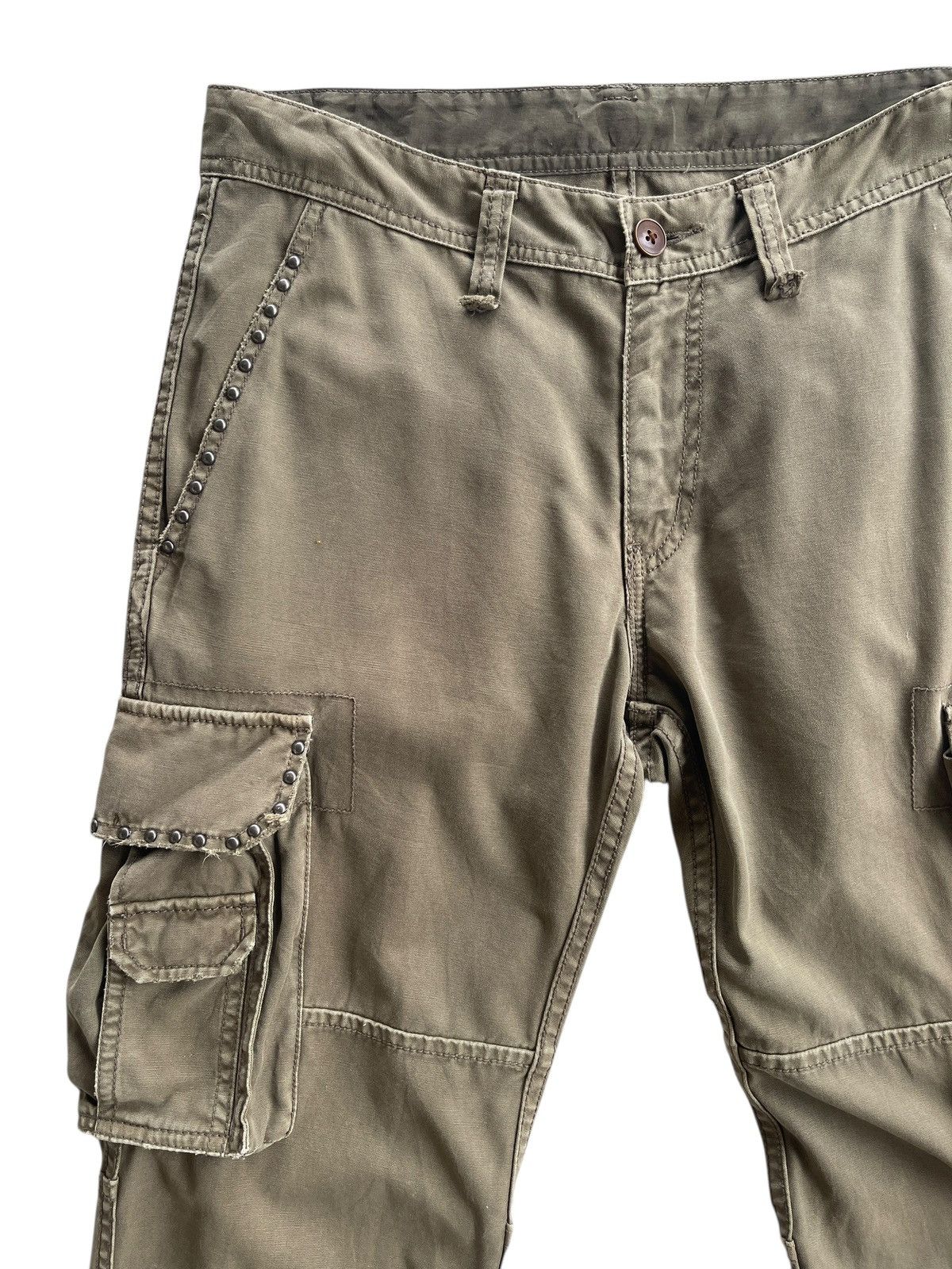 Restricted Restrict Studded Cargo Flare Pants Olive Green Size US 31 - 3 Thumbnail