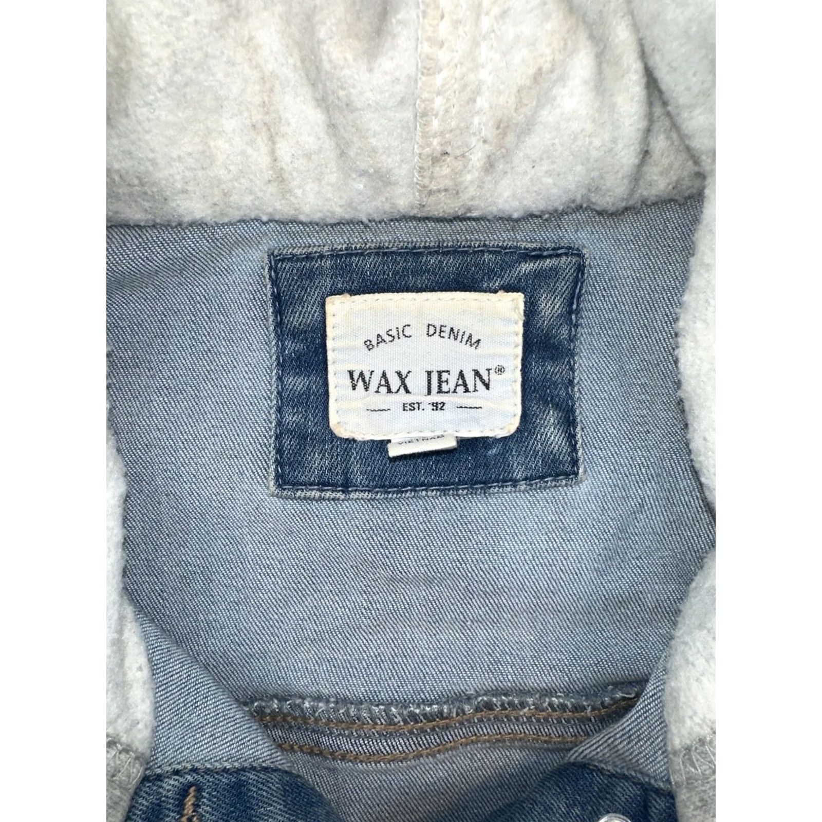 Denime Wax Jeans Hoodie Denim Jacket Women's Juniors Large Dark Denim Waxed Denim Jacket Hoodie Women's Large Dark Denim Wax Jeans Size L / US 10 / IT 46 - 2 Thumbnail