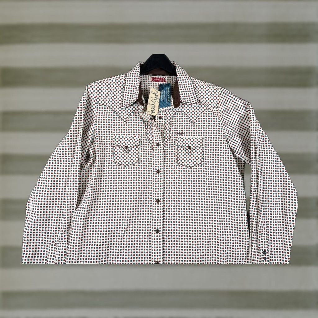 Vintage Cruel Girl Western Shirt Womens 2XL White Red Geo Pearl Snap Arena Fit NWT Long Sleeve Casual Snap Button-Up Geometric Cowgirl 100% Cotton Size XXL / US 16-18 / IT 52-54 - 1 Thumbnail