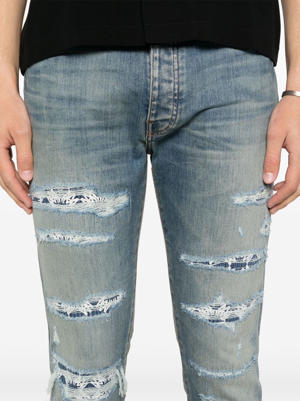 Amiri oc11z0225 Bandana Jacquard Thrasher Jeans in Crafted Indigo Size US 31 - 5 Thumbnail