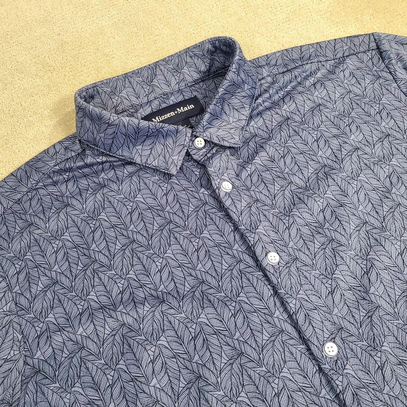 Mizzen+Main Mizzen+Main Haylard Shirt Mens XLT Blue Button-Up Collared Short Sleeve Floral Lightweight Preppy Casual Size US XL / EU 56 / 4 - 2 Thumbnail