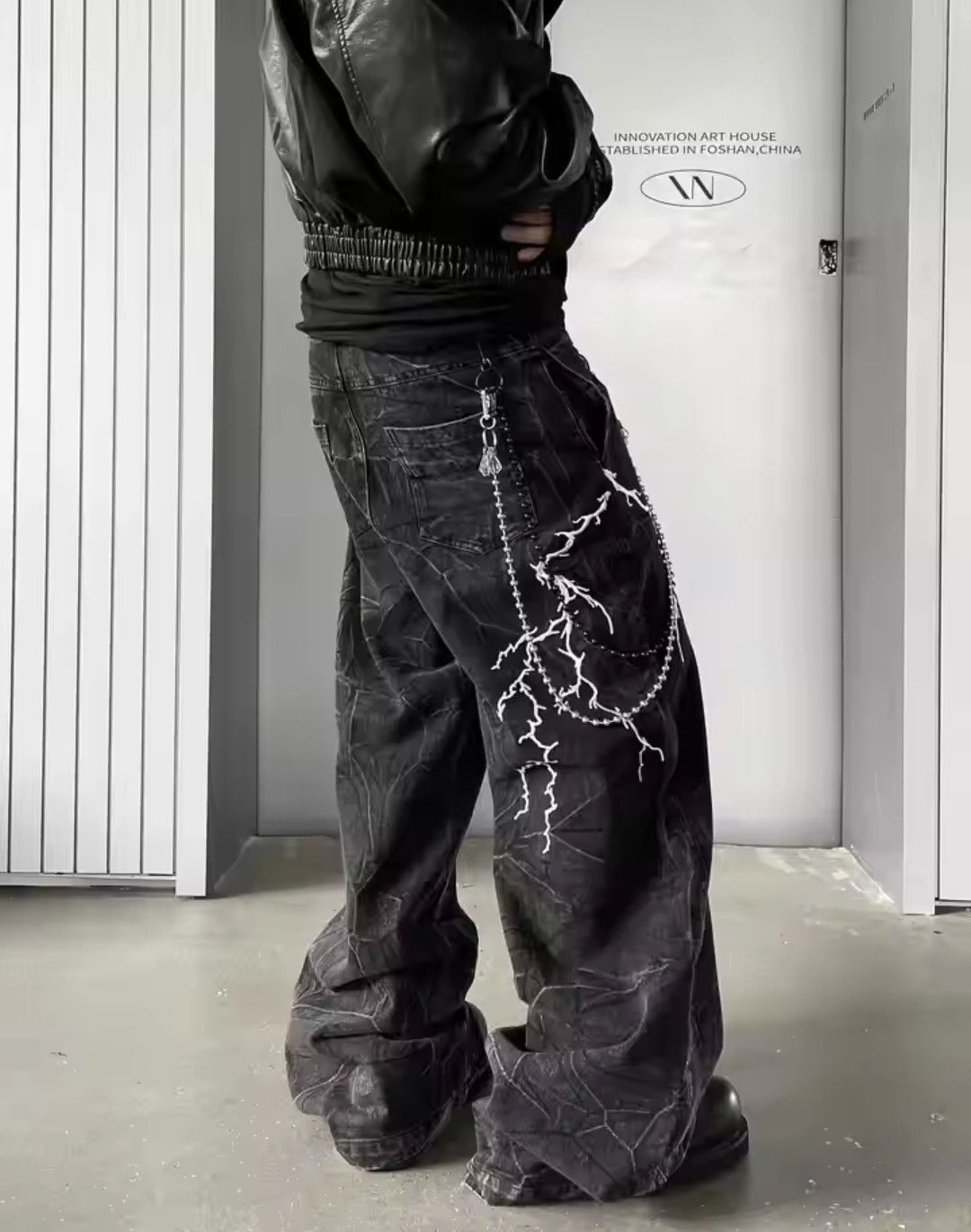 Jean × Vintage Black Creased Thunder Top Street Jeans Casual Size US 34 / EU 50 - 4 Thumbnail