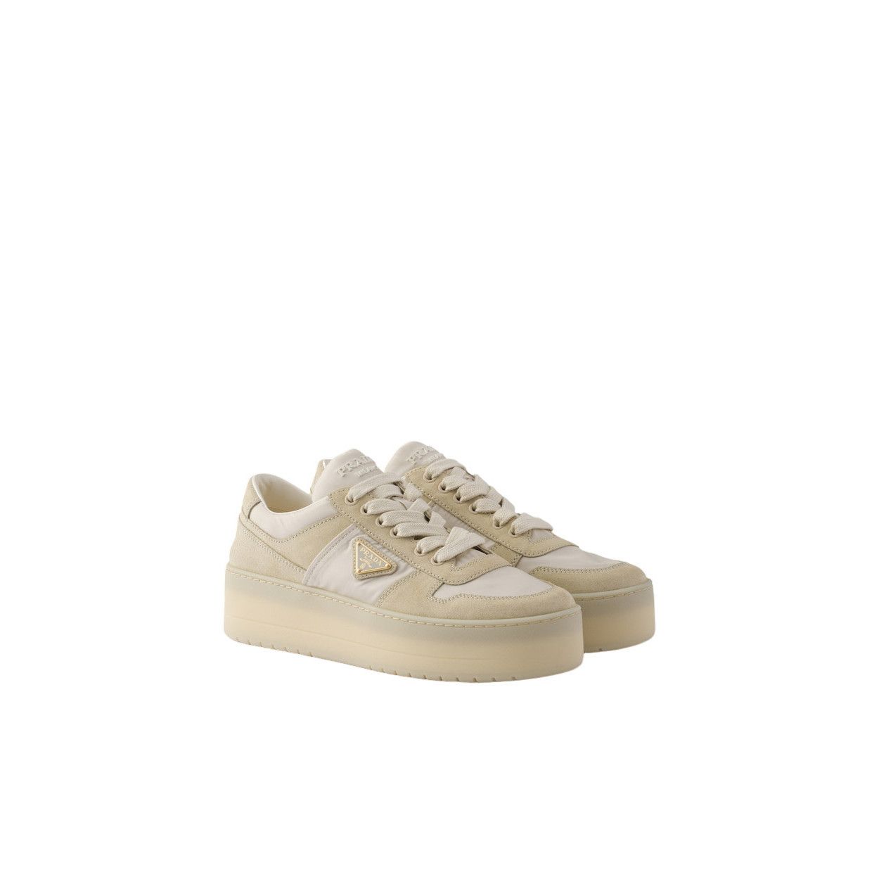 PRADA Downtown Bold $1150 Ivory Sneakers New & Authentic (Wo