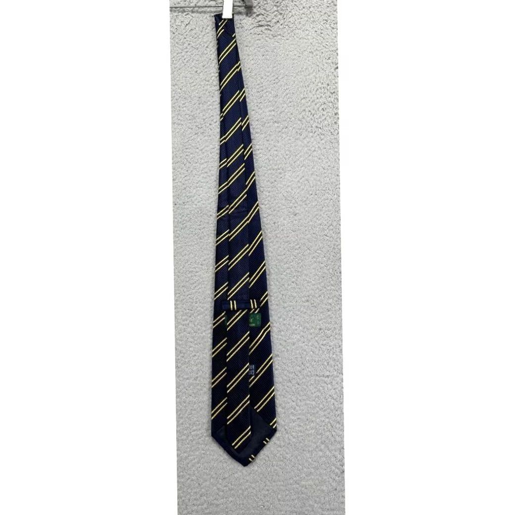 Vintage Vir Necktie Silk Layorazione A Mano Navy/Yellow Striped Adult Tie Mens NEW Size ONE SIZE - 2 Thumbnail