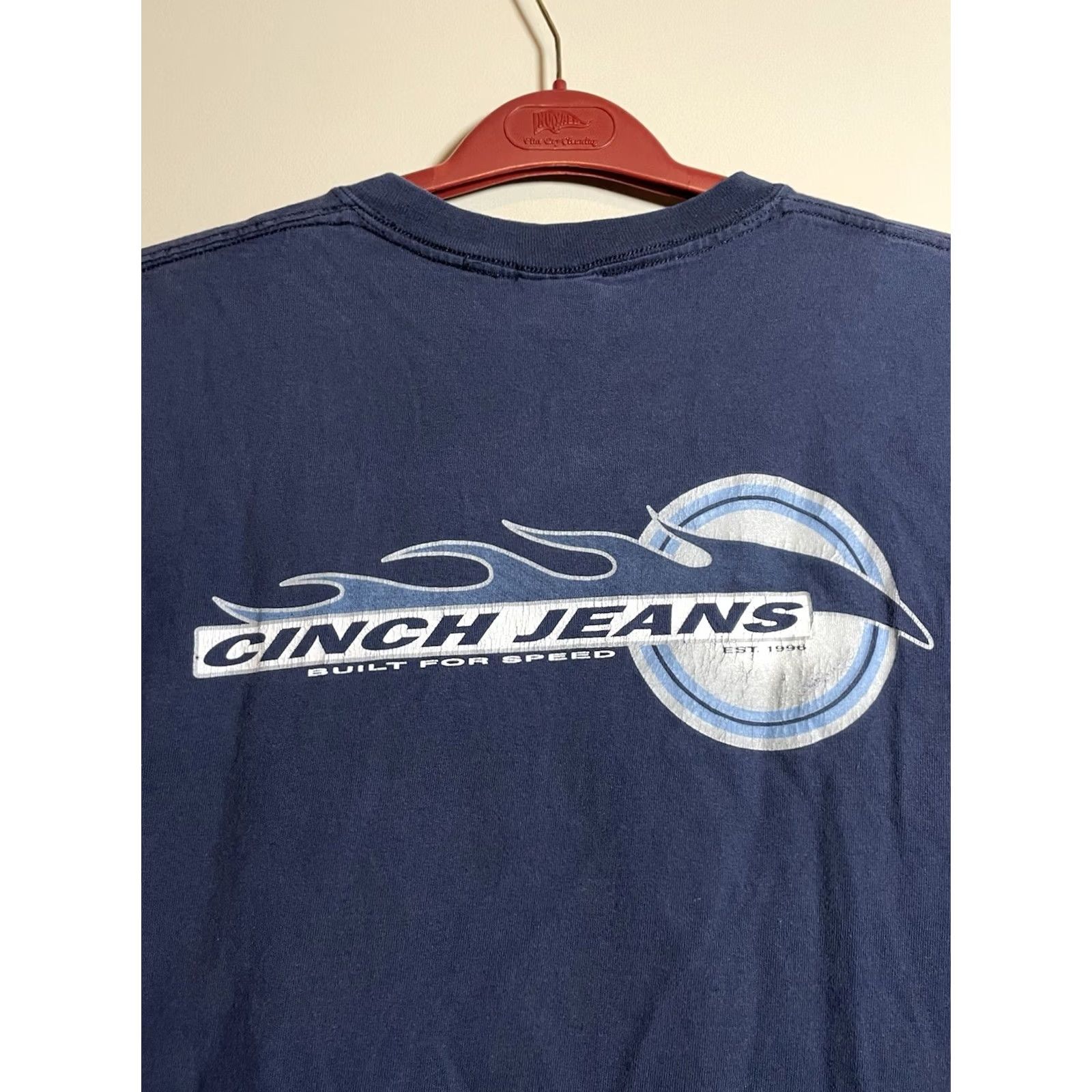 Vintage Cinch Logo Crew Neck T Shirt Short Sleeve Sunset Blue L Men's Shirt Graphic Print Vintage: No, 21" Pit to Pit, 28" Length, Easy Care, USA Theme Size US L / EU 52-54 / 3 - 2 Thumbnail