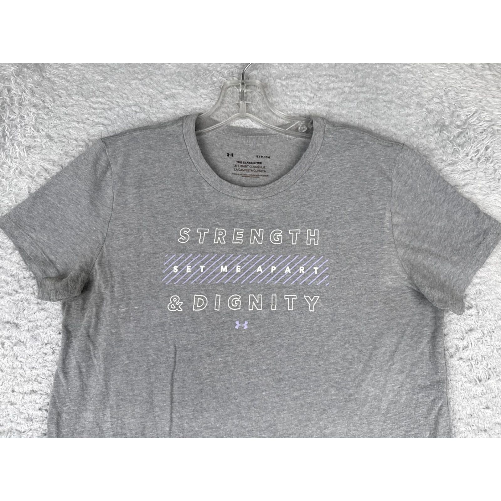 Under Armour Under Armour Shirt Womens Small Gray Strength Dignity Graphic Tee Athletic Size S / US 4 / IT 40 - 4 Thumbnail