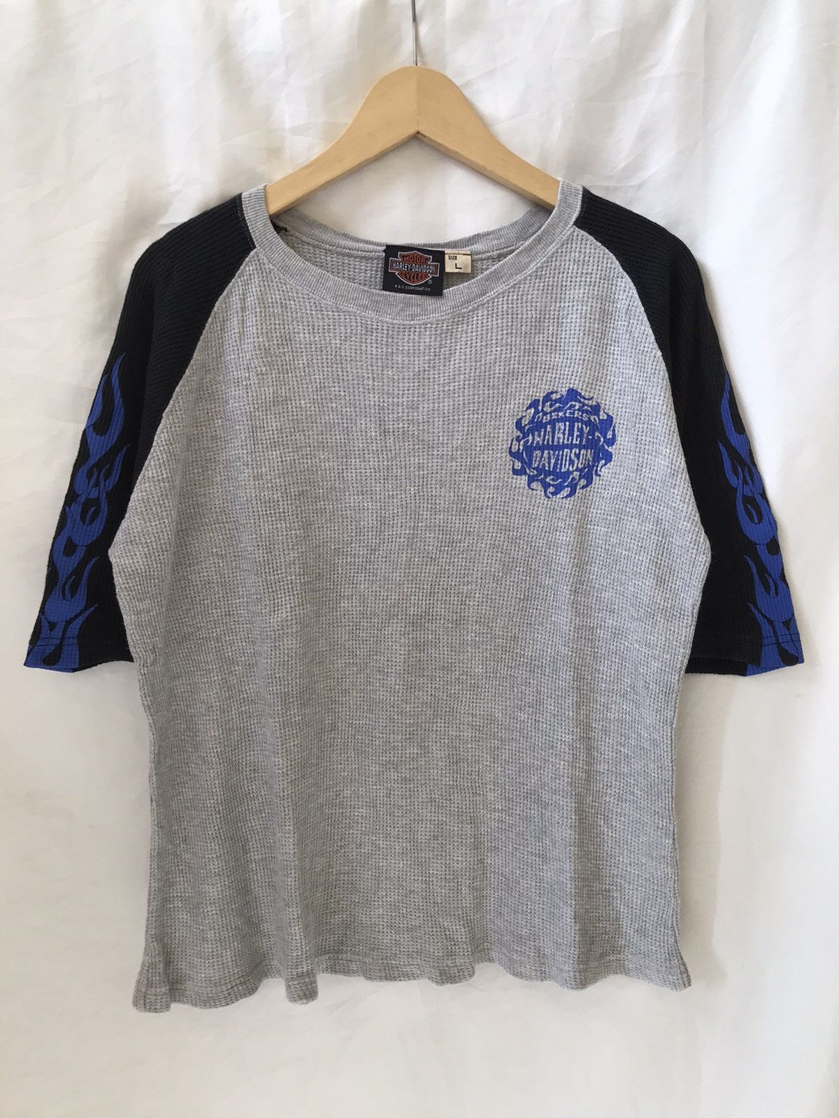 Harley Davidson Vintage Harley Blue Flames thermal tee Size L / US 10 / IT 46 - 1 Thumbnail