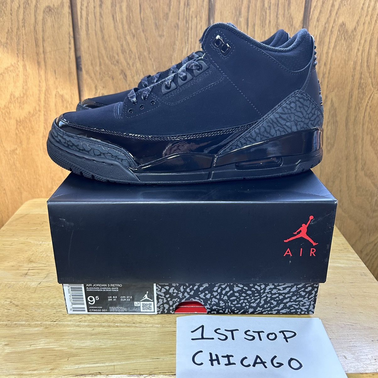 Designer × Jordan Brand × Nike Air Jordan 3 Retro Black Cat 2025 Size 9.5 NEW Authentic Size US 9.5 / EU 42-43 - 6 Thumbnail