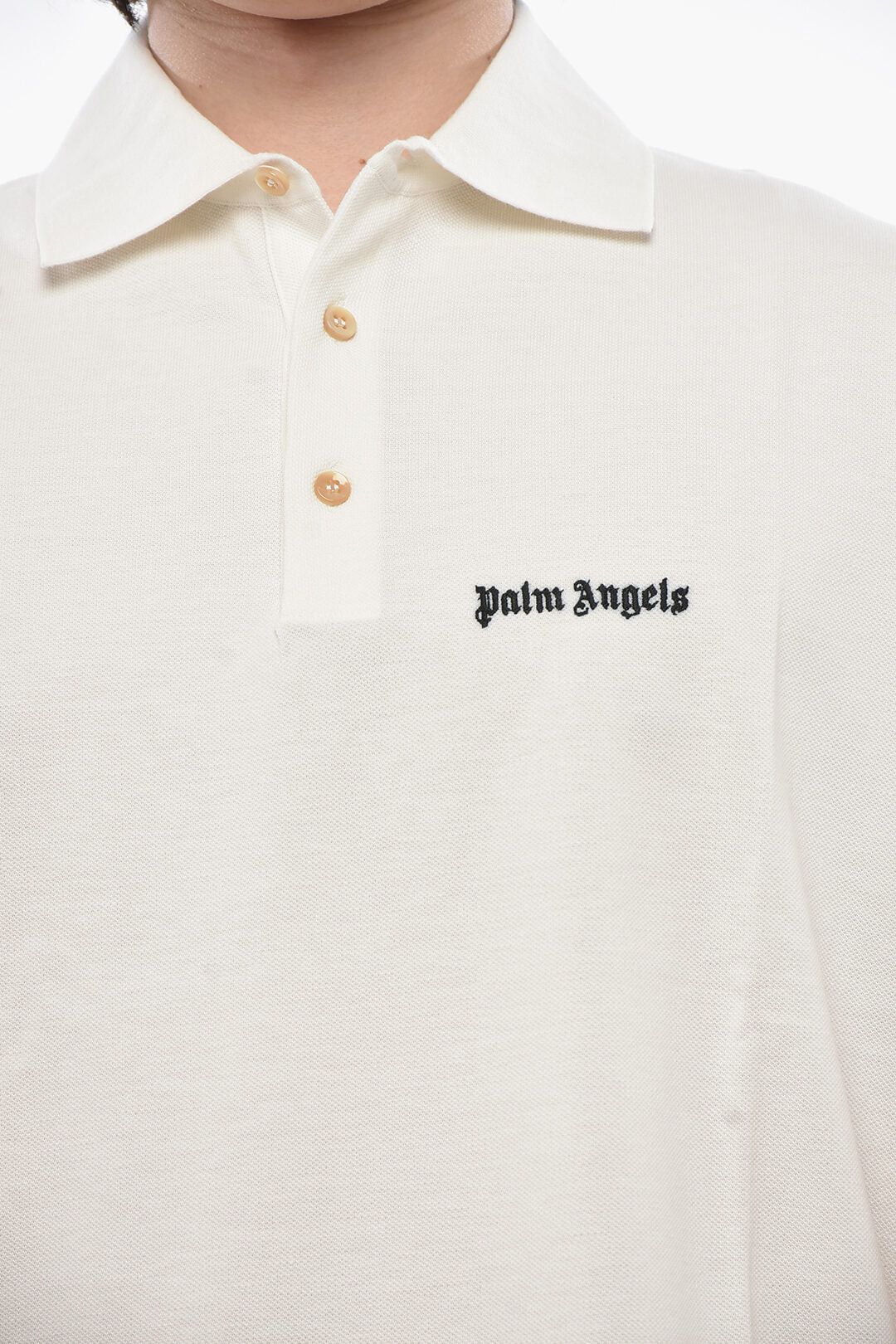 Palm Angels og1mm0226 Contrast Logo Solid-Color Polo Shirt in White Size US S / EU 44-46 / 1 - 3 Thumbnail