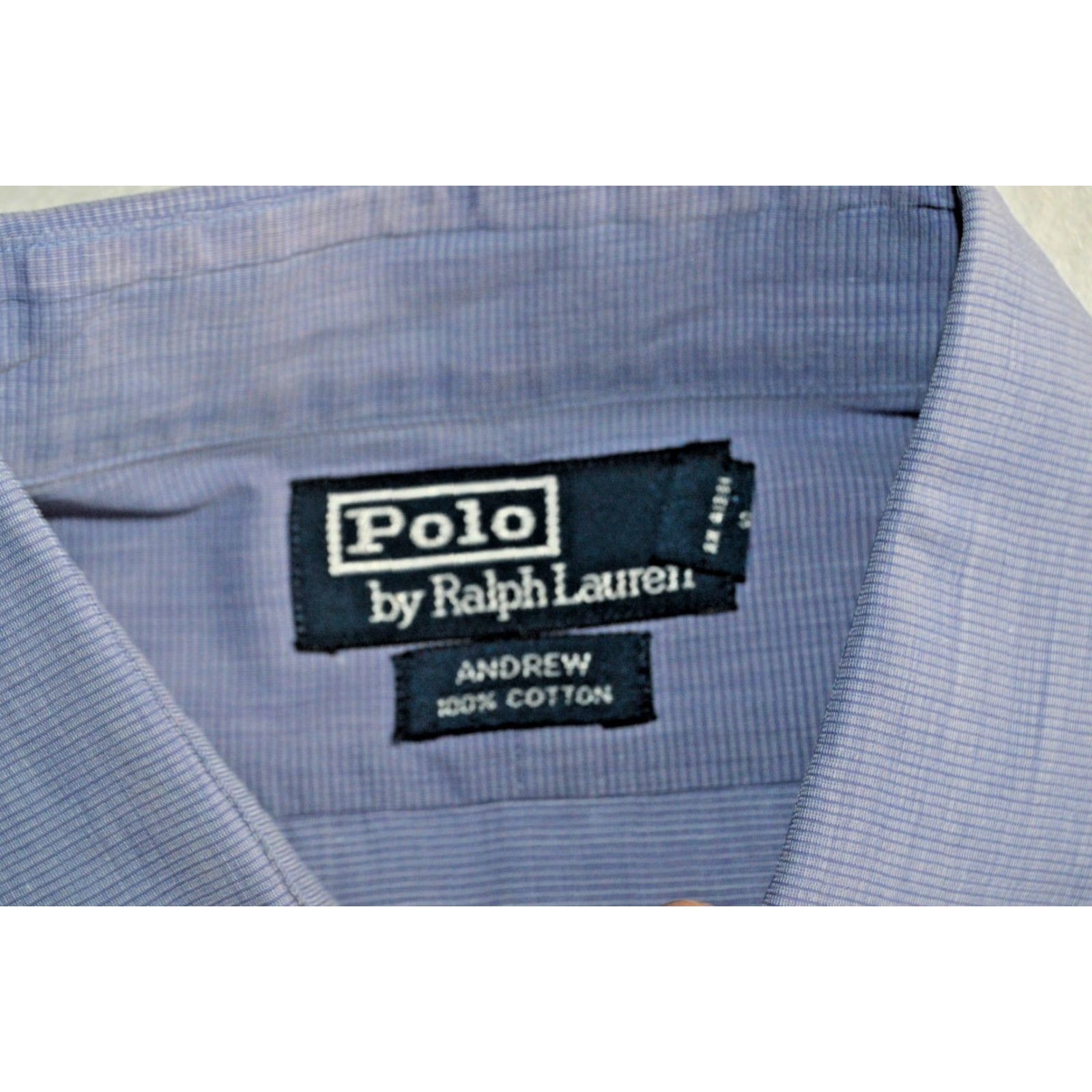 Polo Ralph Lauren VINTAGE Polo Ralph Lauren Dress Shirt Men's Andrew Cotton Blue 17 32/33 Solid Classic Size 46R - 4 Thumbnail