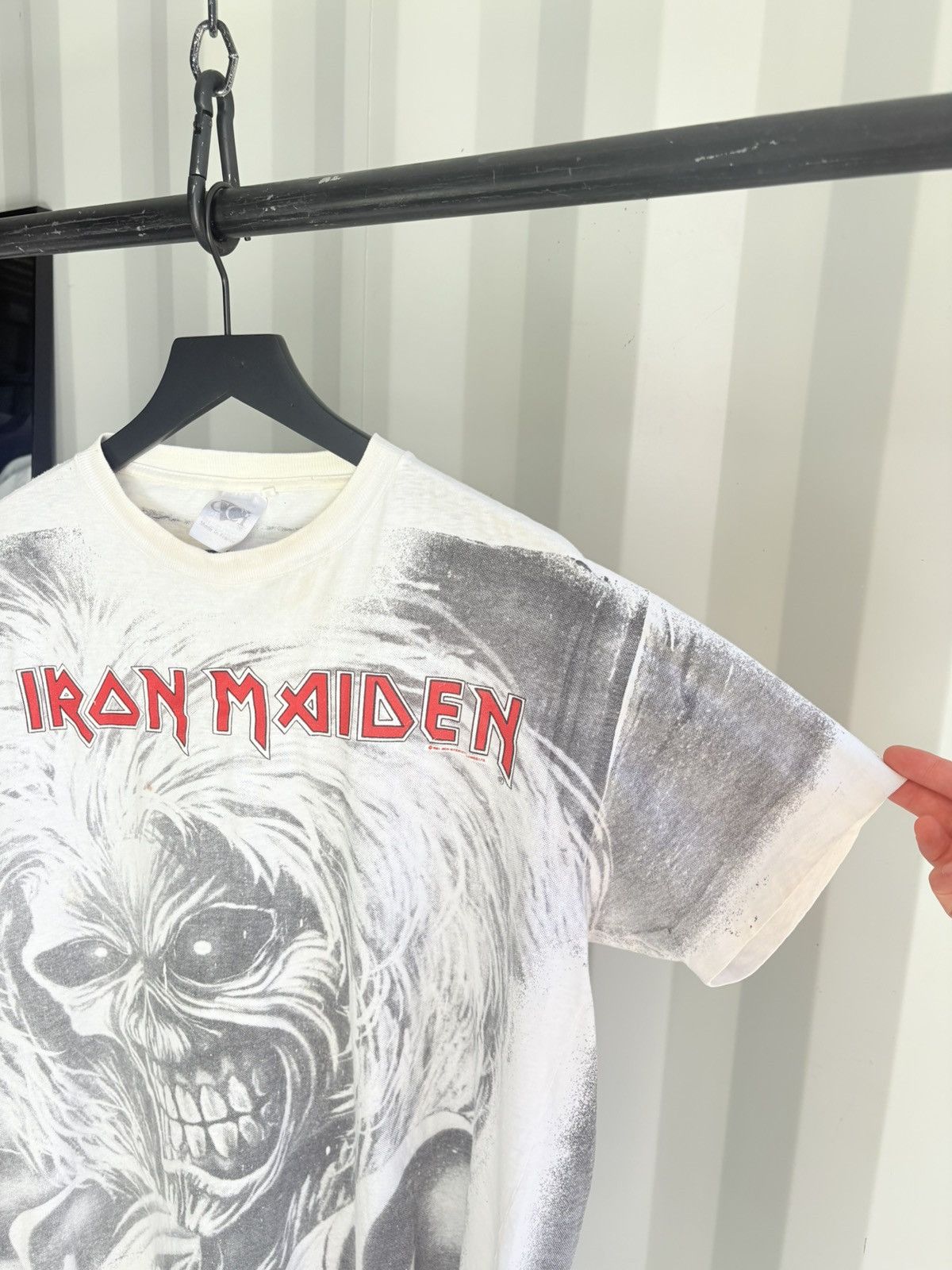 Band Tees Thrashed Iron Maiden Faded Distressed ERD GRUNGE WCC Harley Size US XL / EU 56 / 4 - 4 Thumbnail