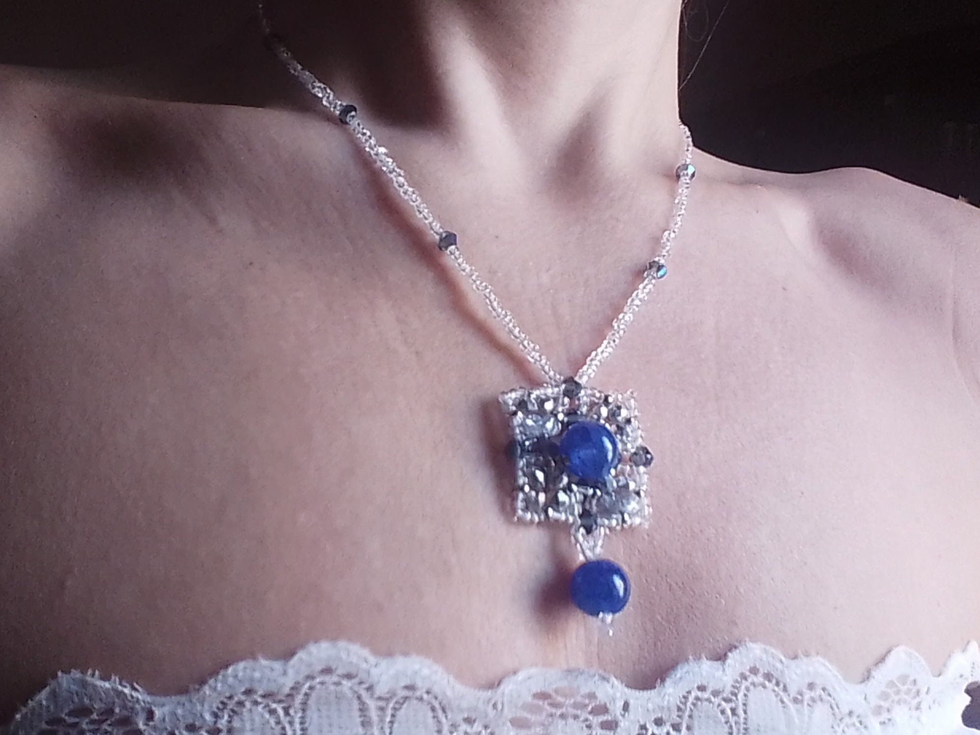 Handmade Necklace with pendant Blue Sodalite natural gemstones Size ONE SIZE - 1 Thumbnail