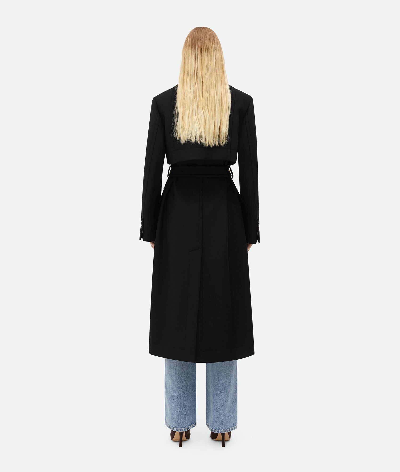 Bottega Veneta o1n1vont0125 Felted Wool Belted Coat in Black Size XS / US 0-2 / IT 36-38 - 3 Thumbnail