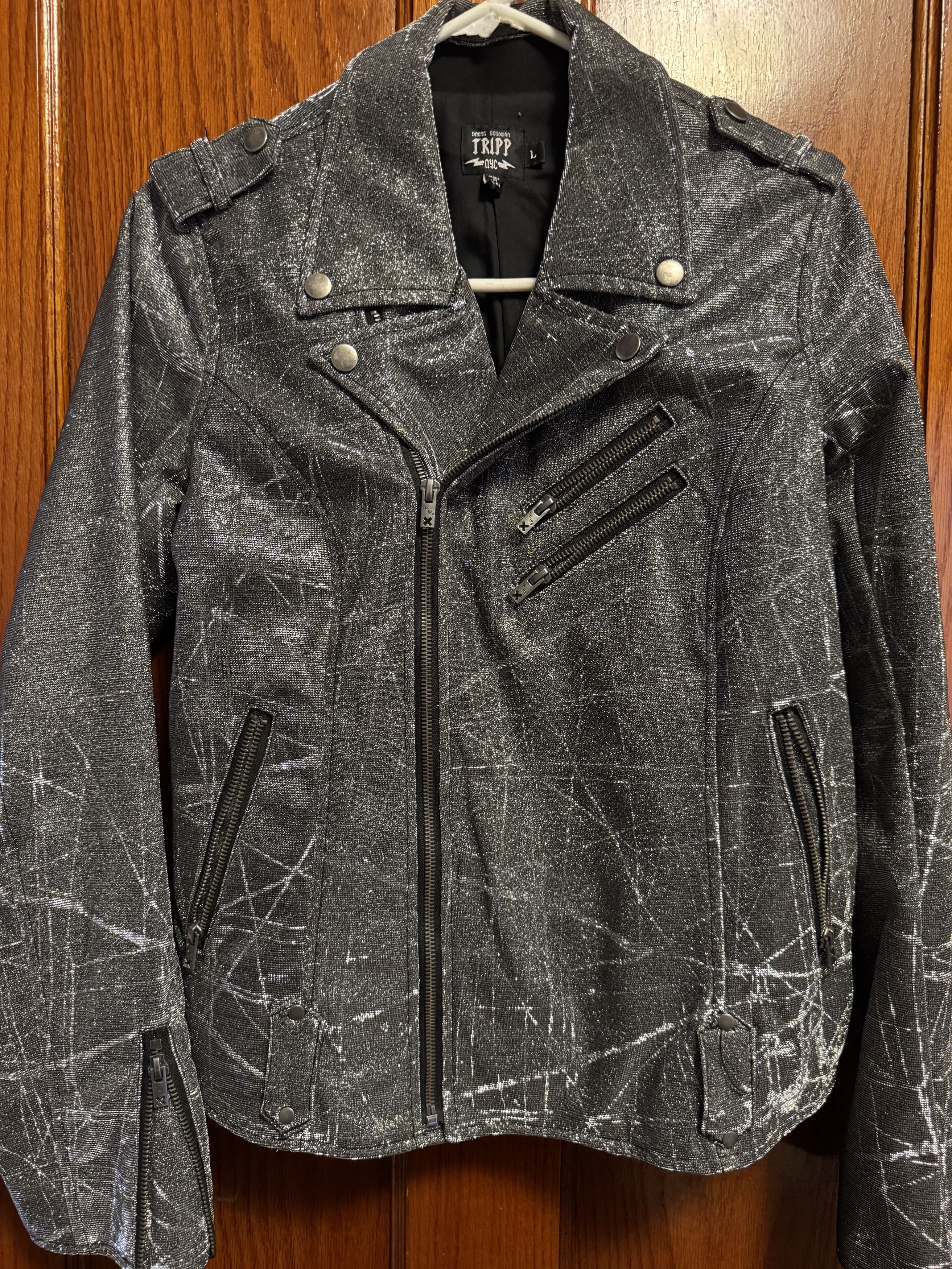Tripp NYC Tripp NYC Distressed Cotton Biker Jacket Size L / US 10 / IT 46 - 1 Thumbnail
