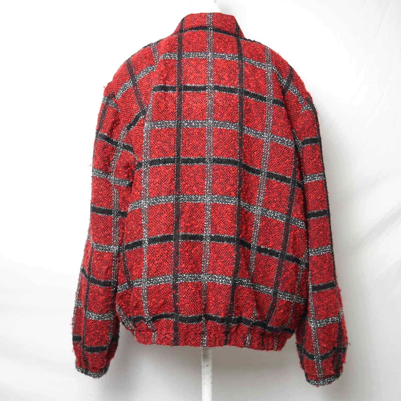 Vintage VINTAGE Alfred Dunner Jacket Plaid Zip Front Knit Bomber Womens 14 Red Black 24" Long Size XL / US 12-14 / IT 48-50 - 6 Thumbnail