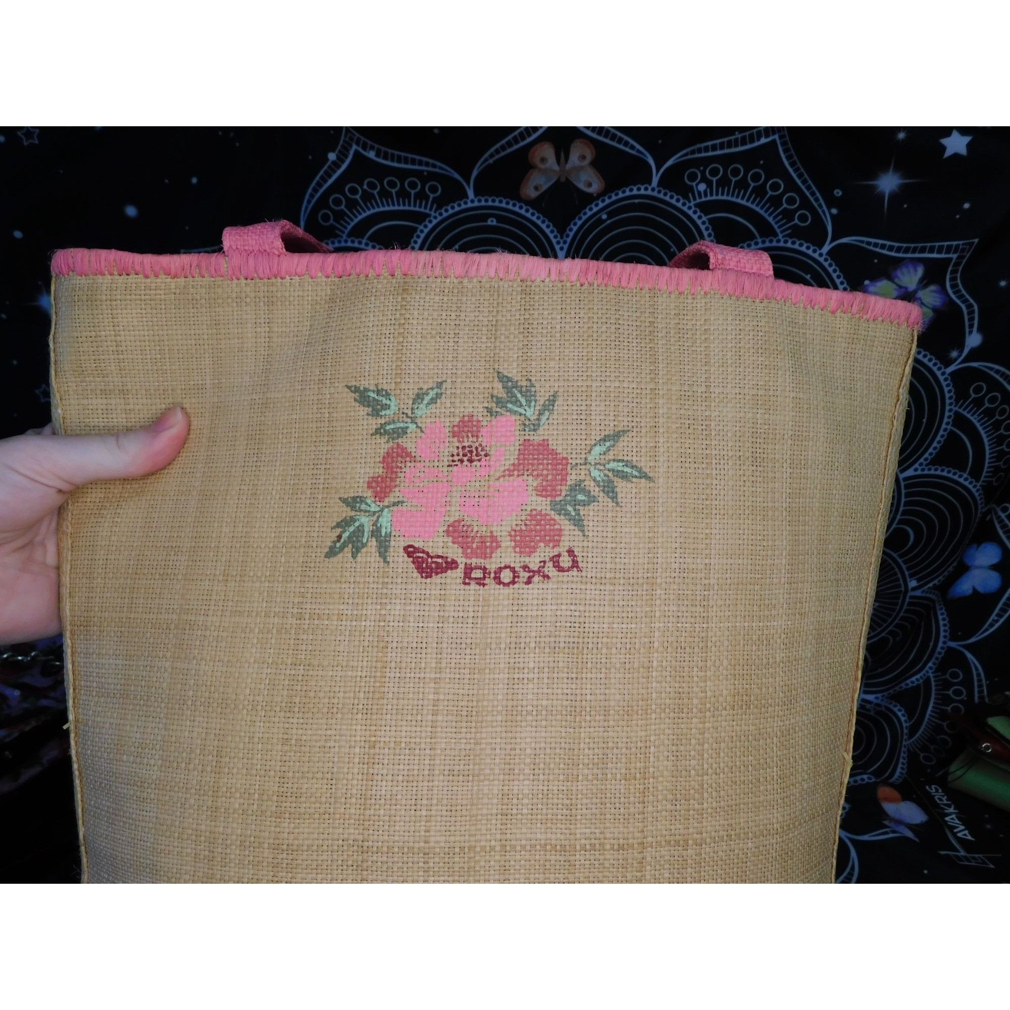 Other Vintage Beachy Roxy Woven Straw Tote With Floral Accent Size ONE SIZE - 7 Thumbnail