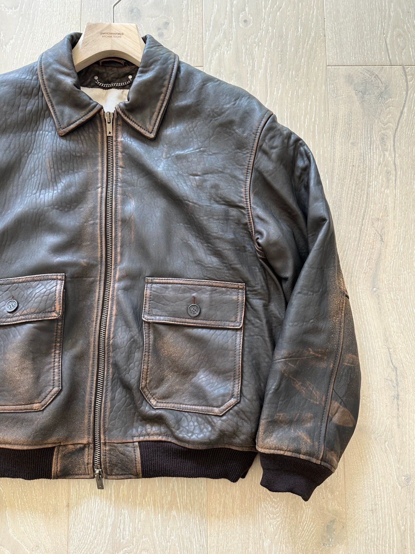 Golden Goose GOLDE GOOSE Scar Distressed Leather Jacket 50 Size US M / EU 48-50 / 2 - 3 Thumbnail