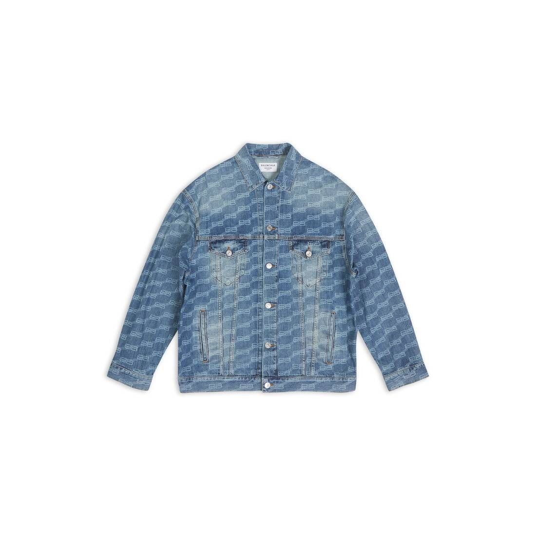 Balenciaga o1bcso1str0125 BB Monogram Large Fit Jacket in Blue Size US M / EU 48-50 / 2 - 1 Thumbnail