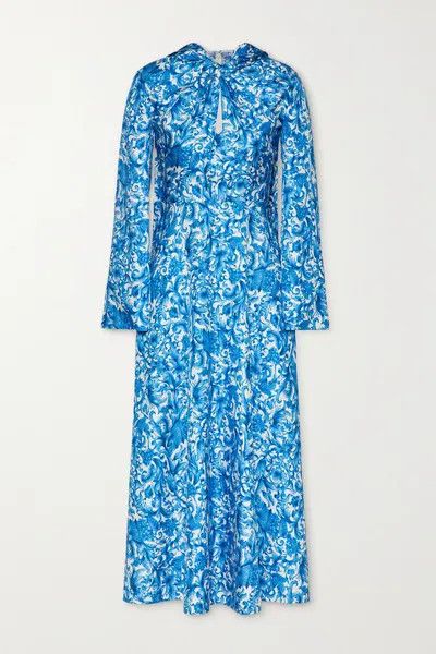 Valentino o1y0326 Midi Dress in Blue/White Size XS / US 0-2 / IT 36-38 - 1 Thumbnail