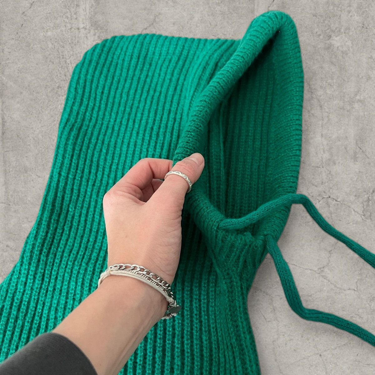 Japanese Brand Vintage style green bonnet snood hood scarf hat. One size Size ONE SIZE - 3 Thumbnail