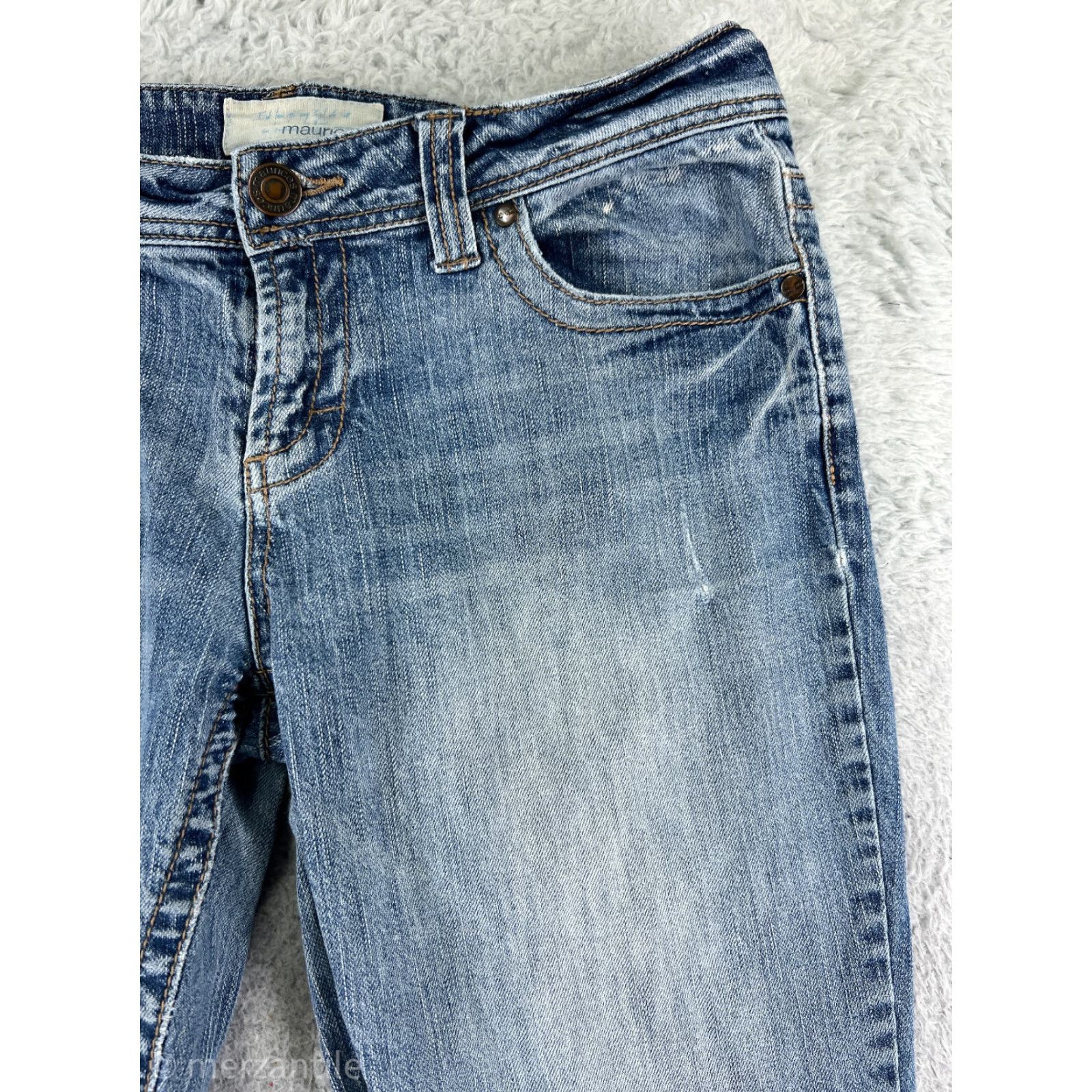 Vintage Maurices Jeans 10 Womens Short Blue Denim Morgan New Boot Embroidered Size 32" / US 10 / IT 46 - 7 Thumbnail