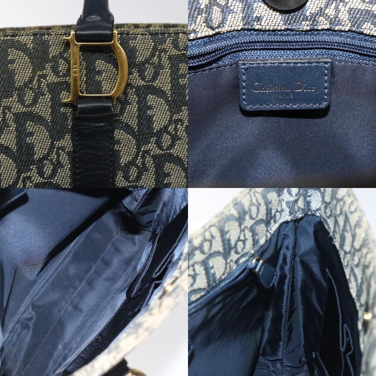 Dior DIOR Trotter Canvas Hand Bag Navy Gold Size ONE SIZE - 11 Thumbnail