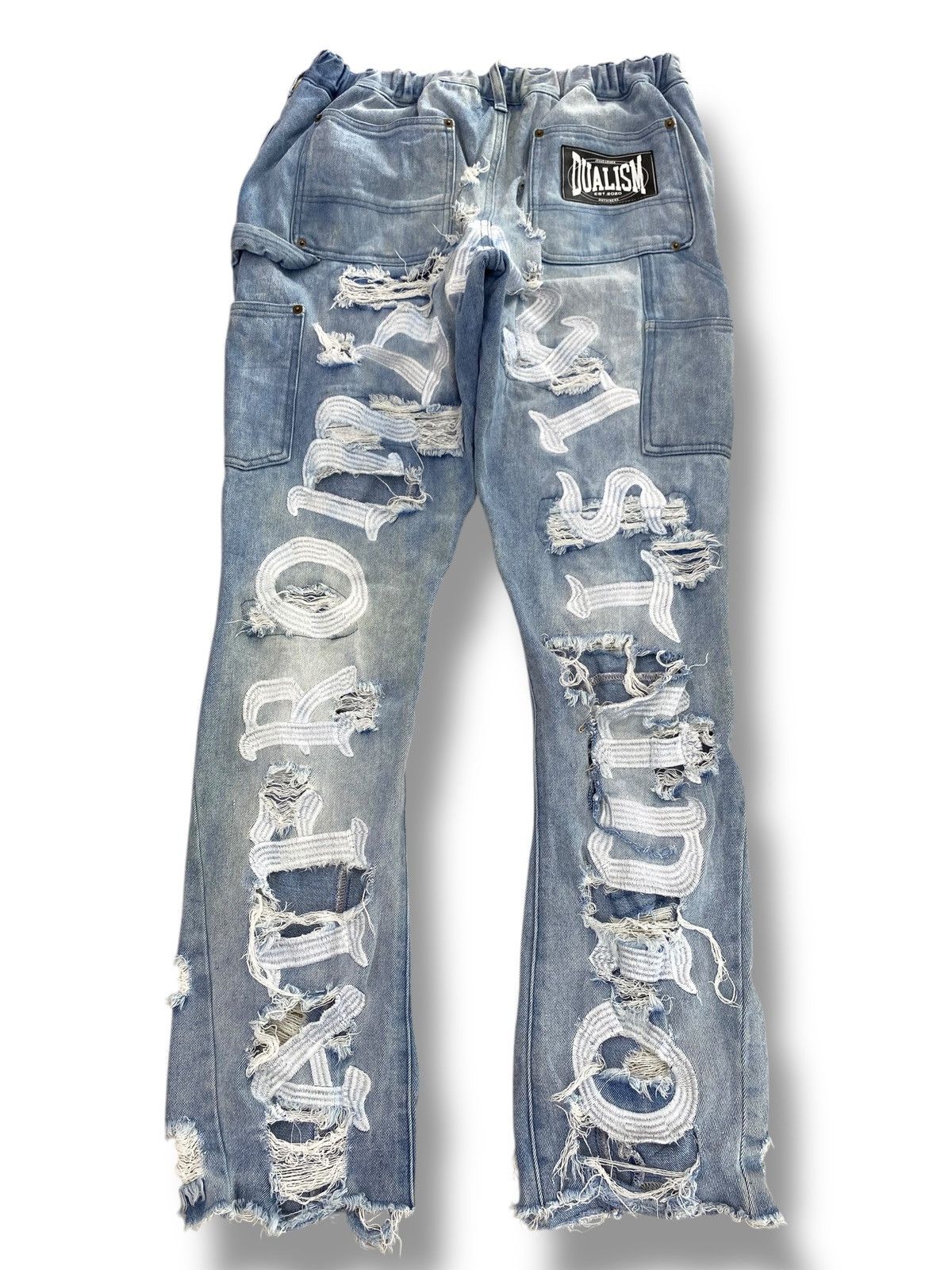 If Six Was Nine Japanese Brand Dualism Distressed Patchwork Faded Jeans Size US 30 / EU 46 - 3 Thumbnail