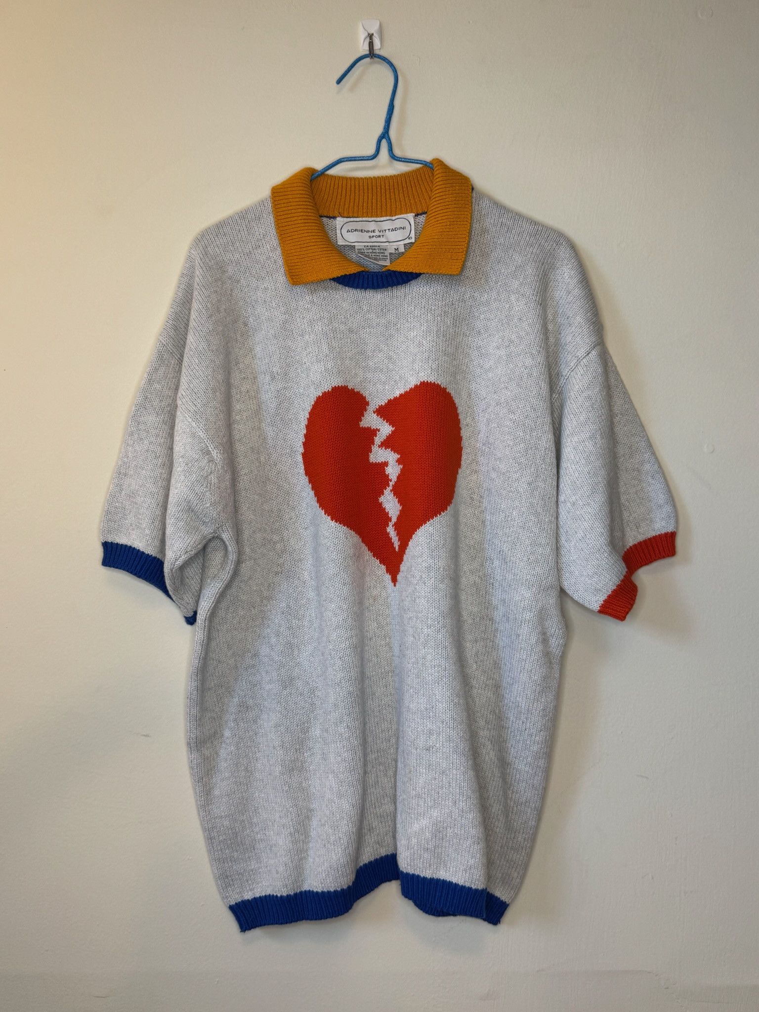 Other Vintage Adrienne Vittadini Sport Graphic Heart Knit Polo (M) Size US M / EU 48-50 / 2 - 1 Thumbnail