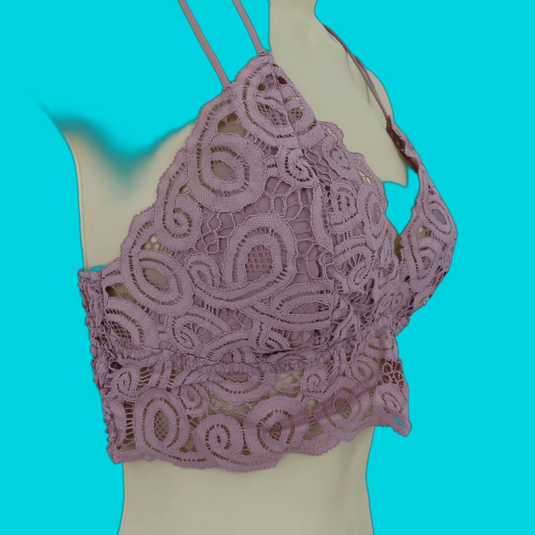 Vintage PINK Victorias Secret Bra Bralette Wireless Lined Strappy Medium Purple One Size M Womens Size ONE SIZE - 1 Thumbnail